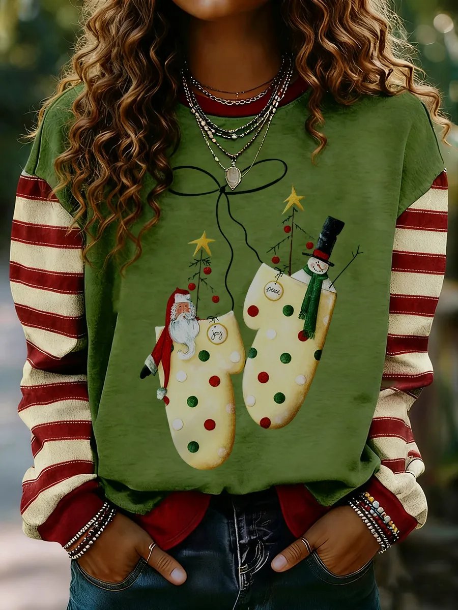 🦌Buy 3 Get 15% Off🦌Women's Merry Christmas Striped Print Casual Sweatshirt