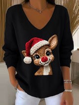 🦌Buy 3 Get 15% Off🦌Women's Christmas Print Knit Long Sleeve Top