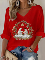 🦌Buy 3 Get 15% Off🦌Women's Nativity Faith Print T-shirt