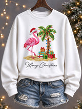 Women's Flamingo Christmas Print Casual Sweatshirt