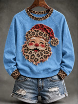 Women's Christmas Santa Comfortable Raglan Sleeve Crew Neck Sweatshirt