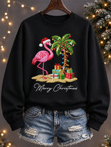 Women's Flamingo Christmas Print Casual Sweatshirt