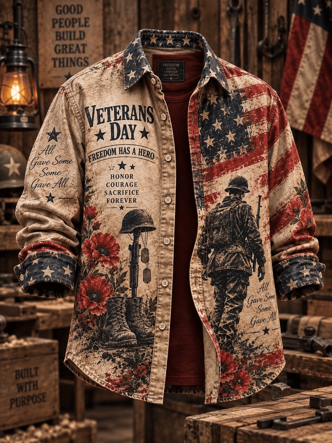 Men's Veteran Pride DD-214 Printed Long Sleeve Shirt