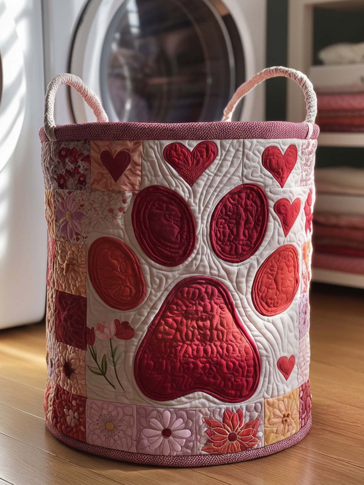 Love Paws Quilted Laundry Basket