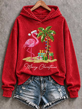 Women's Flamingo Christmas Print Casual Sweatshirt