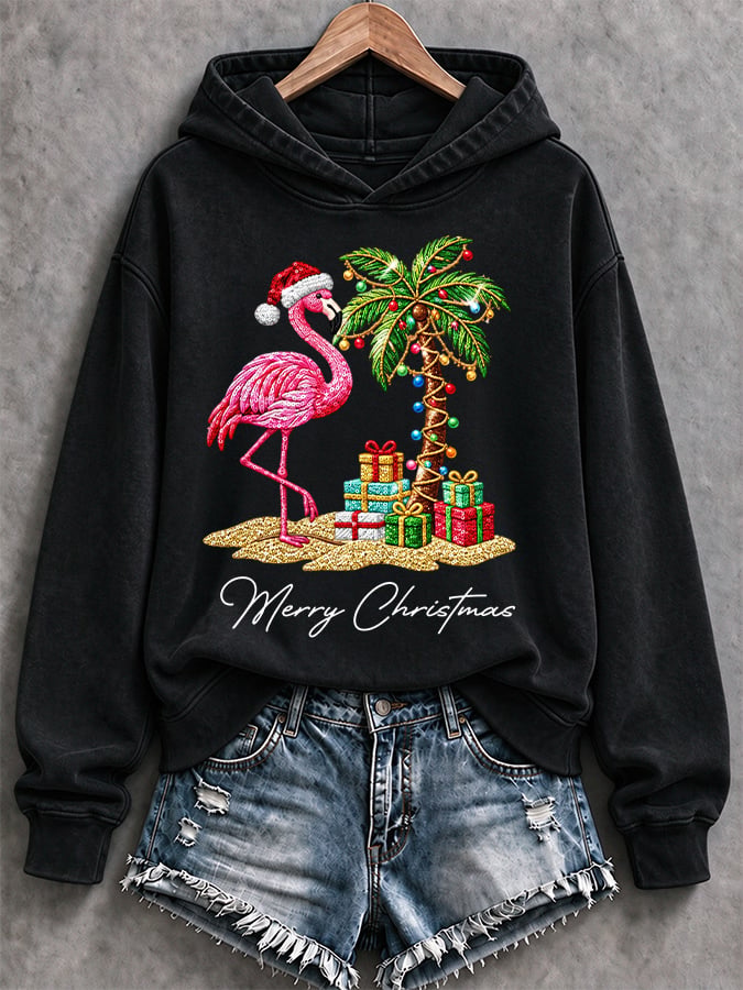 Women's Flamingo Christmas Print Casual Sweatshirt