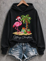 Women's Flamingo Christmas Print Casual Sweatshirt