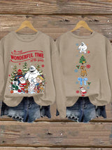 🦌Buy 3 Get 15% Off🦌Retro Christmas The Most Wonderful Time Of The Year Print Sweatshirt