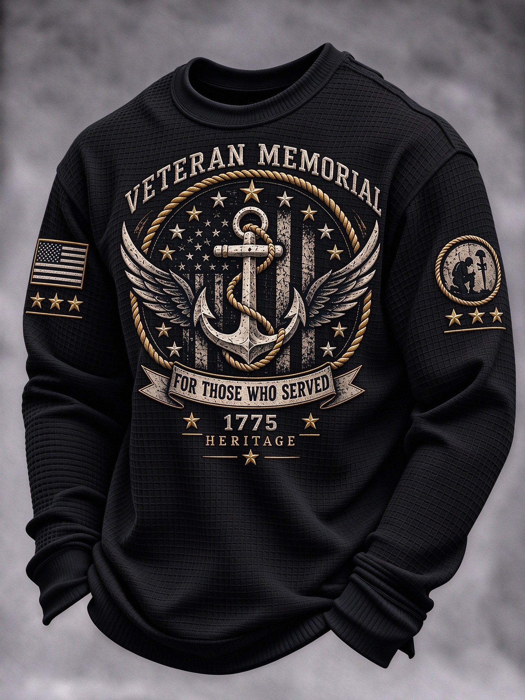 Men's Veteran-Print Casual Sweatshirt