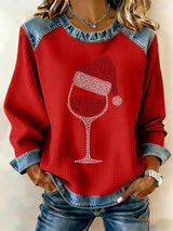 🦌Buy 3 Get 15% Off🦌Women's Christmas Wine Glass Print Casual Sweatshirt
