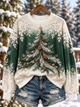 Women's Christmas Print Round Neck Long Sleeve Top