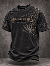 Men's Navy Veteran Print Casual Top