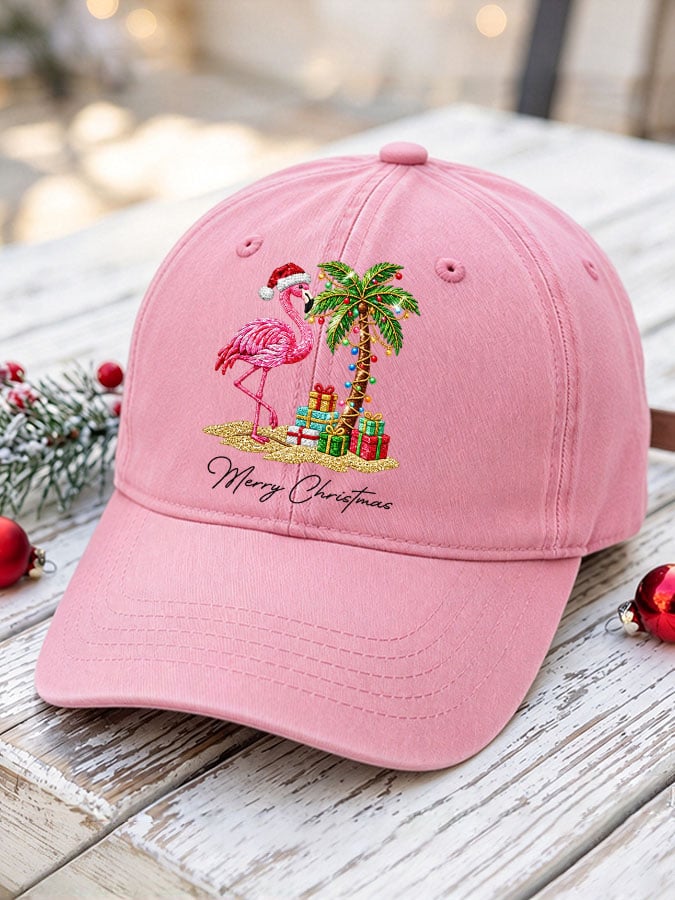 Unisex Flamingo Christmas Printed Hat