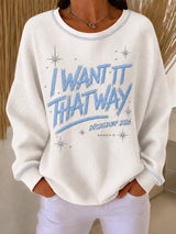Damen-Sweatshirt mit Musikmotiv und Waffelmuster
