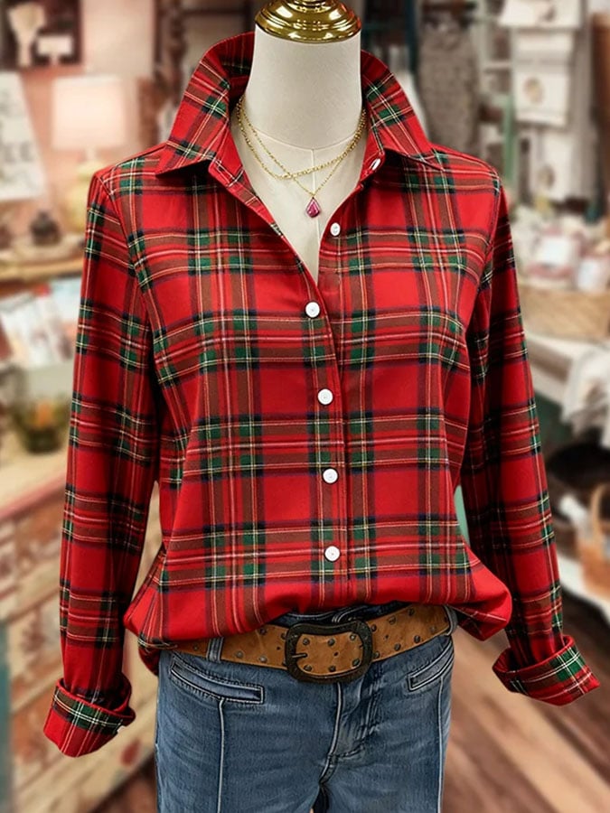 🦌Buy 3 Get 15% Off🦌Women's Casual Plaid Print Long Sleeve Shirt