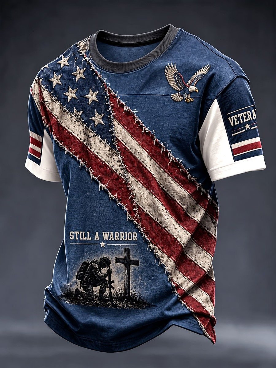 Men's Veteran DD-214 Print Waffle-Knit Short-Sleeve T-Shirt