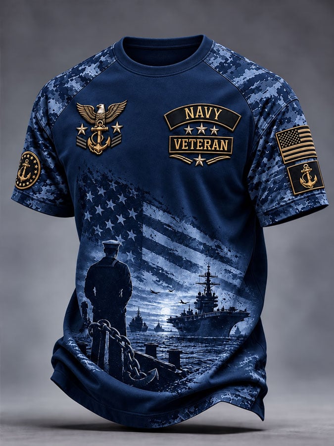 Men's  American veterans Printed Short-Sleeve T-Shirt