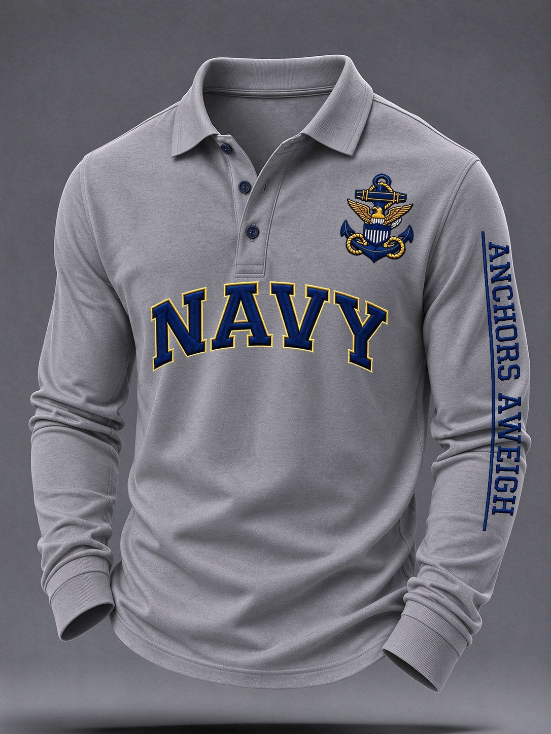Men's US Veteran Print Long-Sleeve Polo Shirt