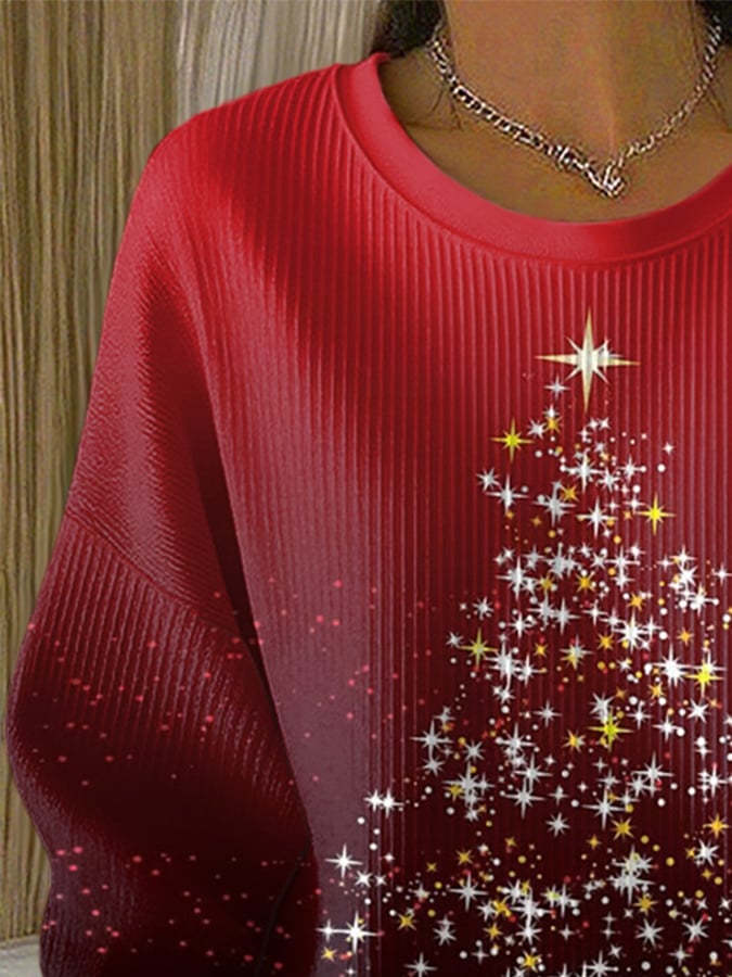 Retro Christmas Stars Gradient Print Sweatshirt