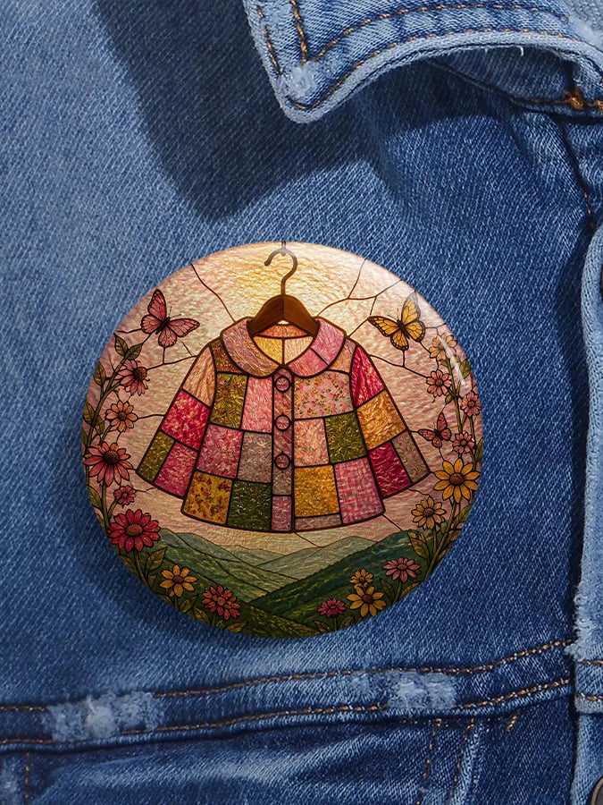 Unisex Retro Coat Of Many Colors Pin-Back Button