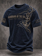 Men's Navy Veteran Print Casual Top
