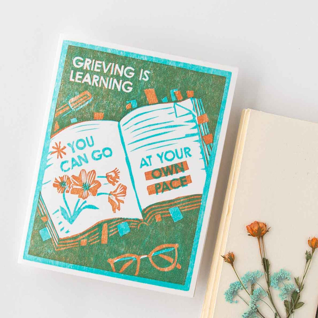 Grieving is Learning (Book) Letterpress Sympathy Card