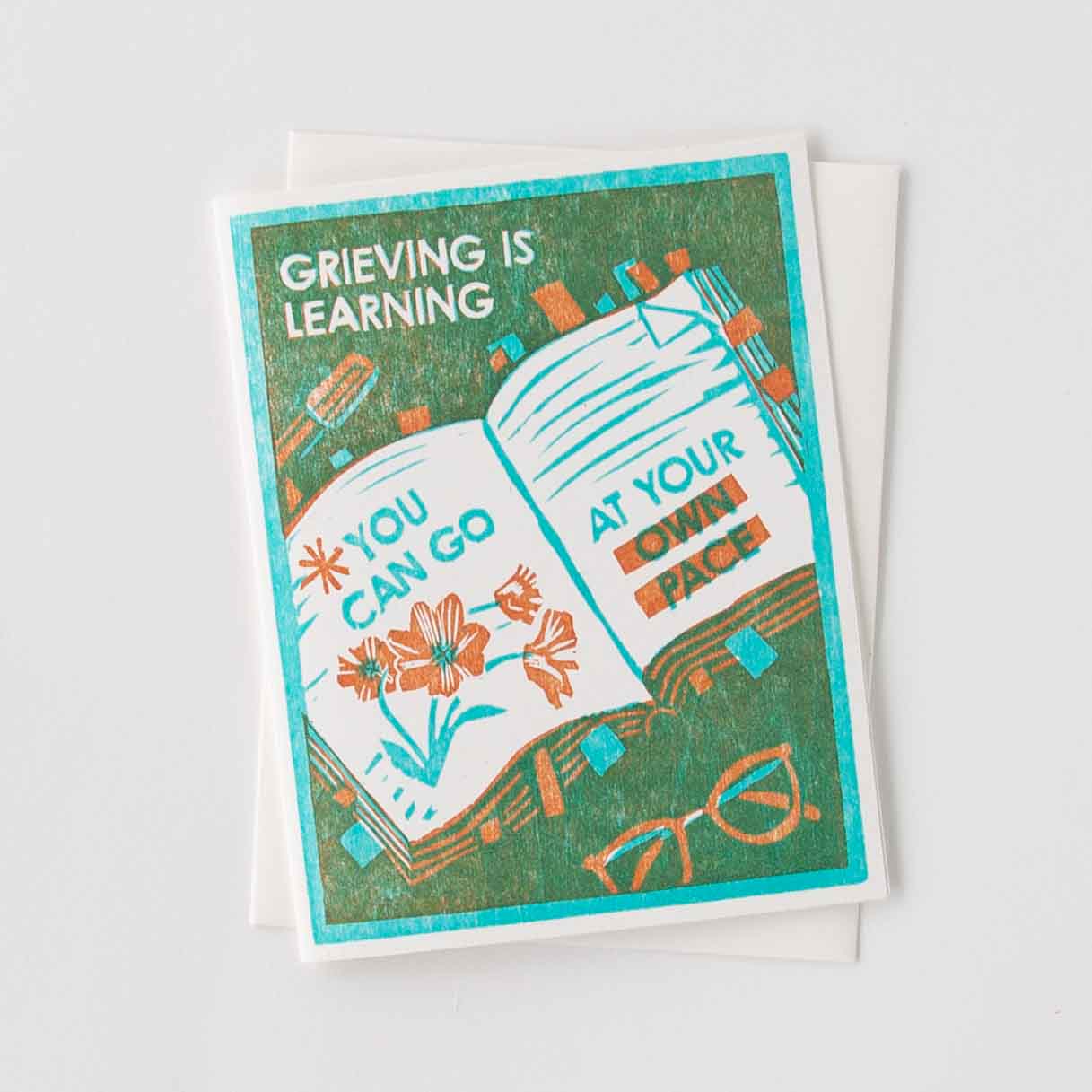 Grieving is Learning (Book) Letterpress Sympathy Card