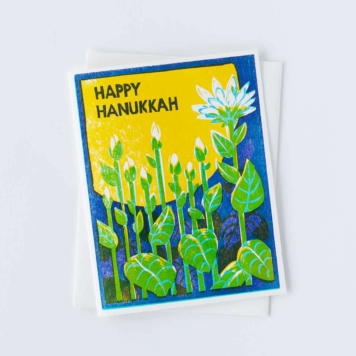 Happy Hanukkah (Menorah Blooms) Letterpress Card