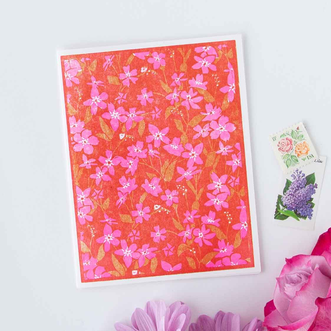 Forget Me Not (Orange) Letterpress Card