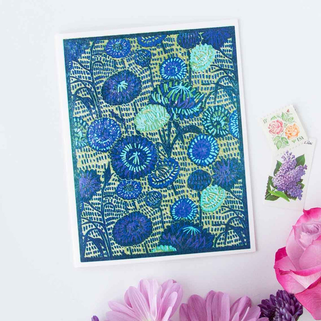 Strawflower (Blue)  Letterpress Card