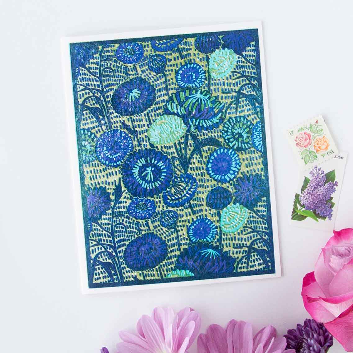 Strawflower (Blue)  Letterpress Card
