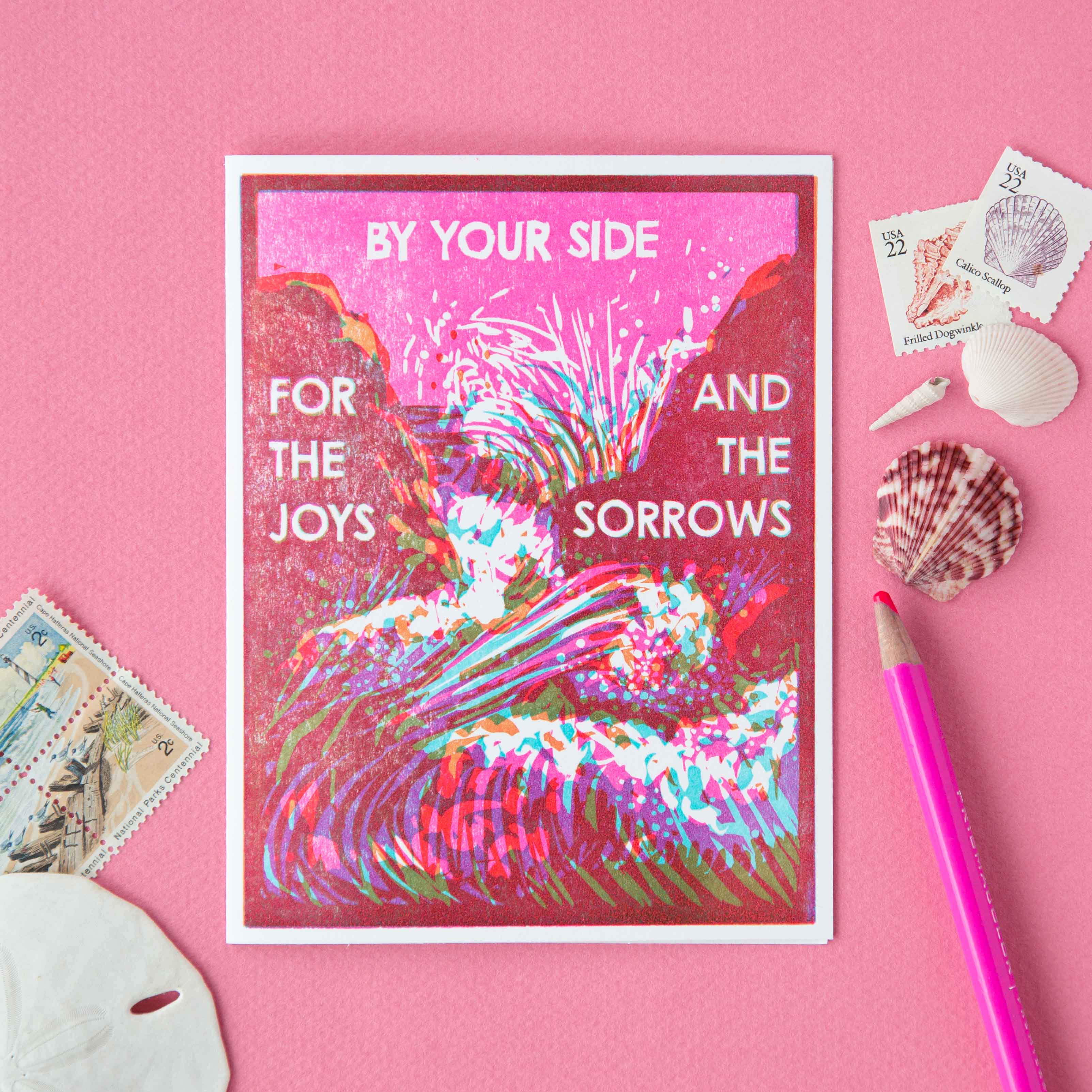 By Your Side (Waves) Letterpress Encouragement Card