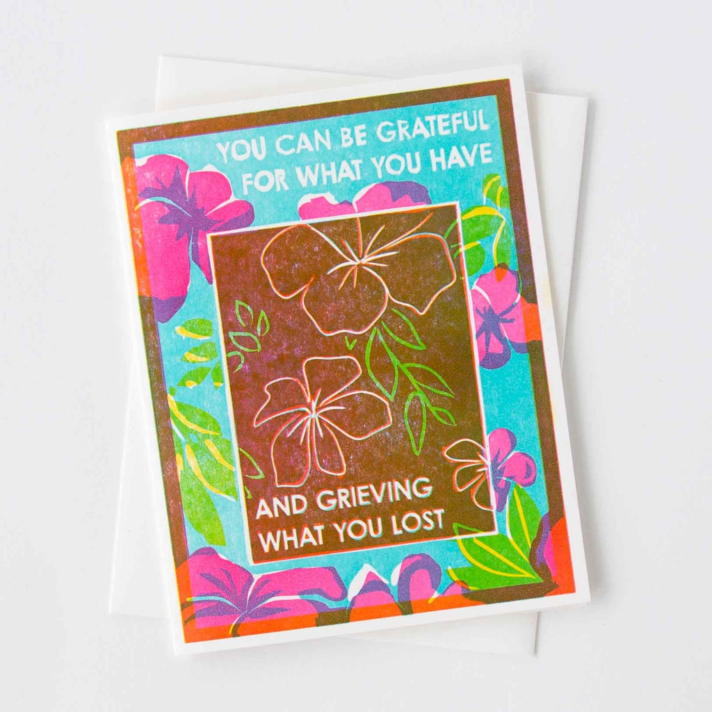 Grateful and Grieving (Tropical Flowers) Sympathy Card