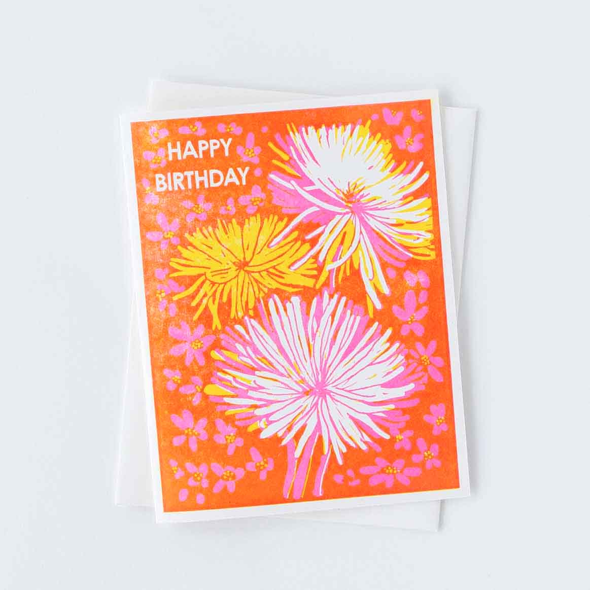 Happy Birthday (Chrysanthemum) Letterpress Card