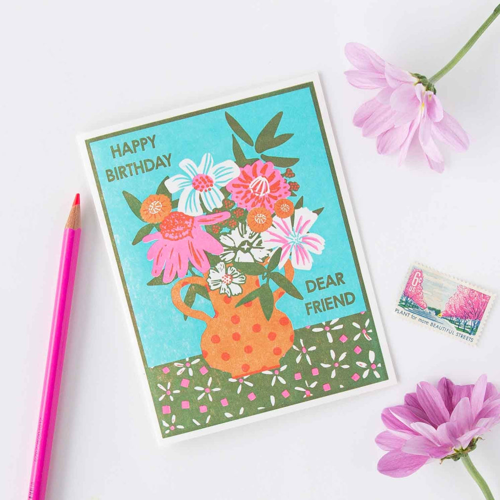 Happy Birthday Dear Friend Letterpress Card